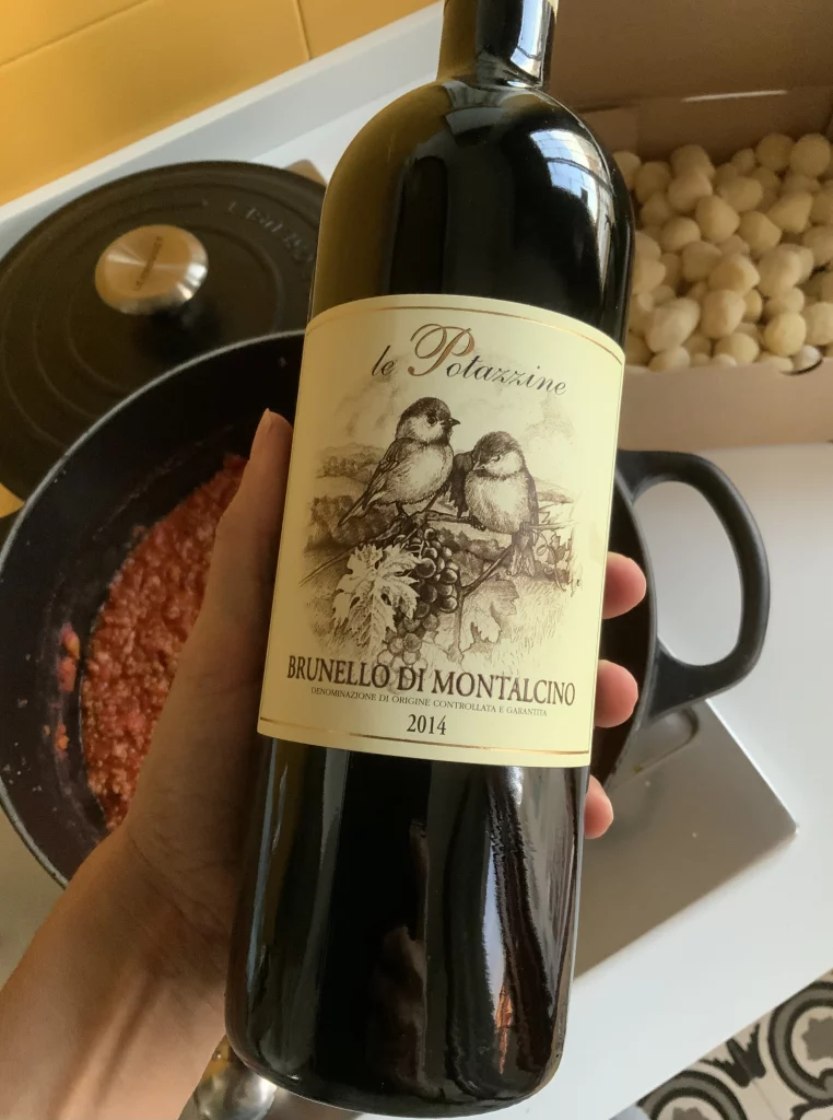 Accord Met/vin Le Potazzine Brunello di Montalcino 2014 et Gnocchi al Ragù